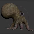 Spotted Brown And Pink Octopus With Bulbous Head Textured Skin And Tentacles On Gray Background