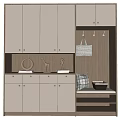 Modern Shoe Cabinet Design With Storage Cabinets Drawers Hooks And Decorative Elements 3d model