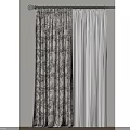 Patterned Gray Curtains And Solid White Curtains With Soft Texture For Elegant Home Decor 3d model