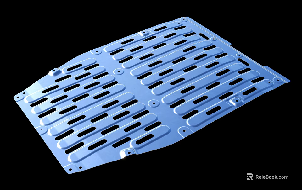 Blue Perforated Metal Plate with Slotted Holes for Industrial Applications Durable Design 3d model 
