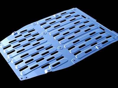 Blue Perforated Metal Plate with Slotted Holes for Industrial Applications Durable Design 3d model