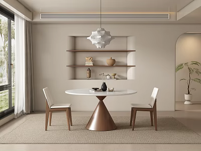 Middle Ancient Quiet Wind Restaurant Dining Tables and Chairs 3d model