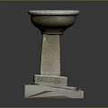 Classic Stone Water Basin Structure With Circular Bowl And Square Base Details 3d model
