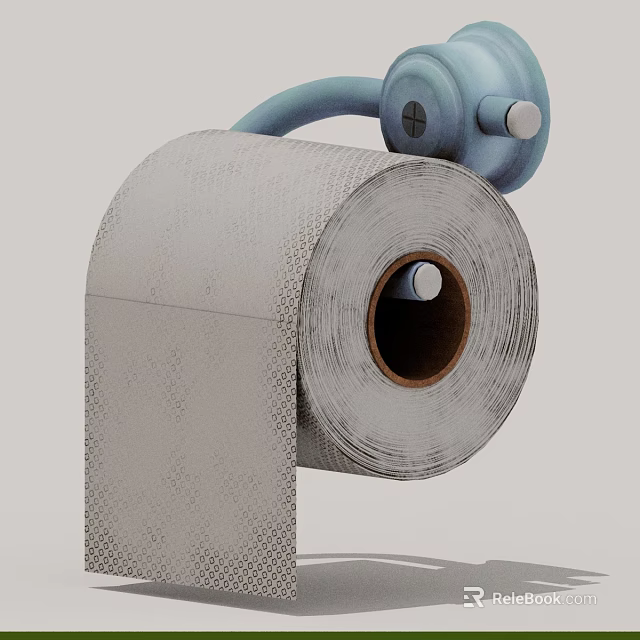 Modern Bathroom Essential Textured Toilet Paper Roll With Blue Holder 3d model 