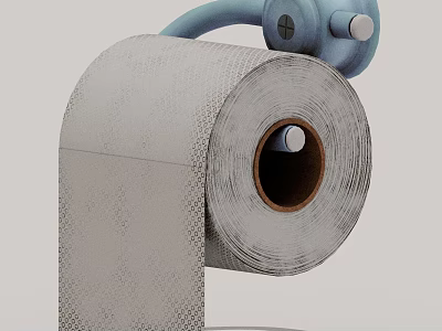 Modern Bathroom Essential Textured Toilet Paper Roll With Blue Holder 3d model