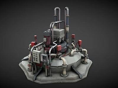 Industrial Mechanical Device With Pipes Valves And Control Panel Structure 3d model