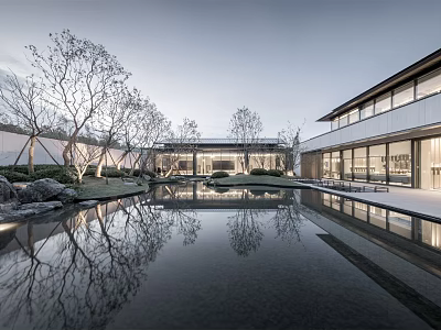 Ancient Architecture Courtyard With Reflecting Pool And Traditional Design Elements 3d model