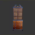 Antique Wooden Cabinet With Glass Doors Drawers And Traditional Carved Design