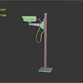 White Pole Mounted IP Security Camera With Base And Cable For Computer Surveillance 3d model