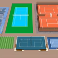 Indoor Badminton Hall Floor Design With Multiple Different Colorful Courts