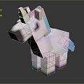 3D Pixelated Pink Unicorn Doll With Block Style Rainbow Mane Tail