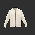 White Casual Jacket With Two Front Pockets And Simple Design For Everyday Wear 3d model