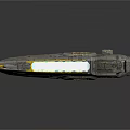 Futuristic Spacecraft Design For Cosmic Exploration With Metallic Hull Yellow Accents And Advanced Cockpit Windows