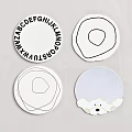 Decorative Round Rugs Featuring Alphabet Letters Abstract Lines And Cartoon Dog Patterns