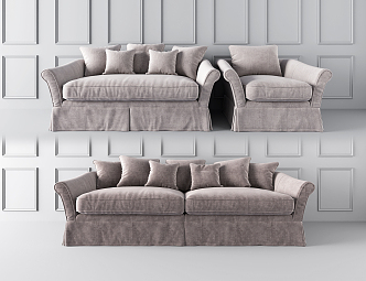 American Style Combination Sofa Double Sofa Single Sofa 3d model