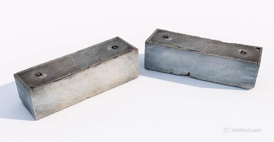 Garden Ornaments Two Rectangular Stone Pieces With Rough Texture For Garden Decor 3d model