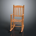 Comfortable Wooden Rocking Chair With Slat Back Armrests And Natural Wood Finish