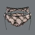 Women's Black Lace Lingerie Set With Garter Belt Sheer Panties Bow Details And Floral Pattern