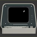 Vintage Computer With Green Screen White Blue Body And Classic Keyboard Design