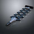 Telescopic Metal Mechanical Tool With Jointed Structure Black Silver Finish And Extendable Design 3d model
