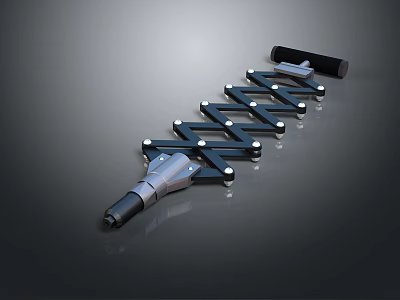Telescopic Metal Mechanical Tool With Jointed Structure Black Silver Finish And Extendable Design 3d model