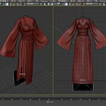 Elegant Black Robe With Pink Cherry Blossom Floral Print Bell Sleeves Design