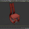 Unique Brown Wooden Single Chair With Green Cushion Curved Backrest And Artistic Frame Design