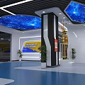 Modern Government Service Hall With Two Self Service Terminals And Digital Information Displays
