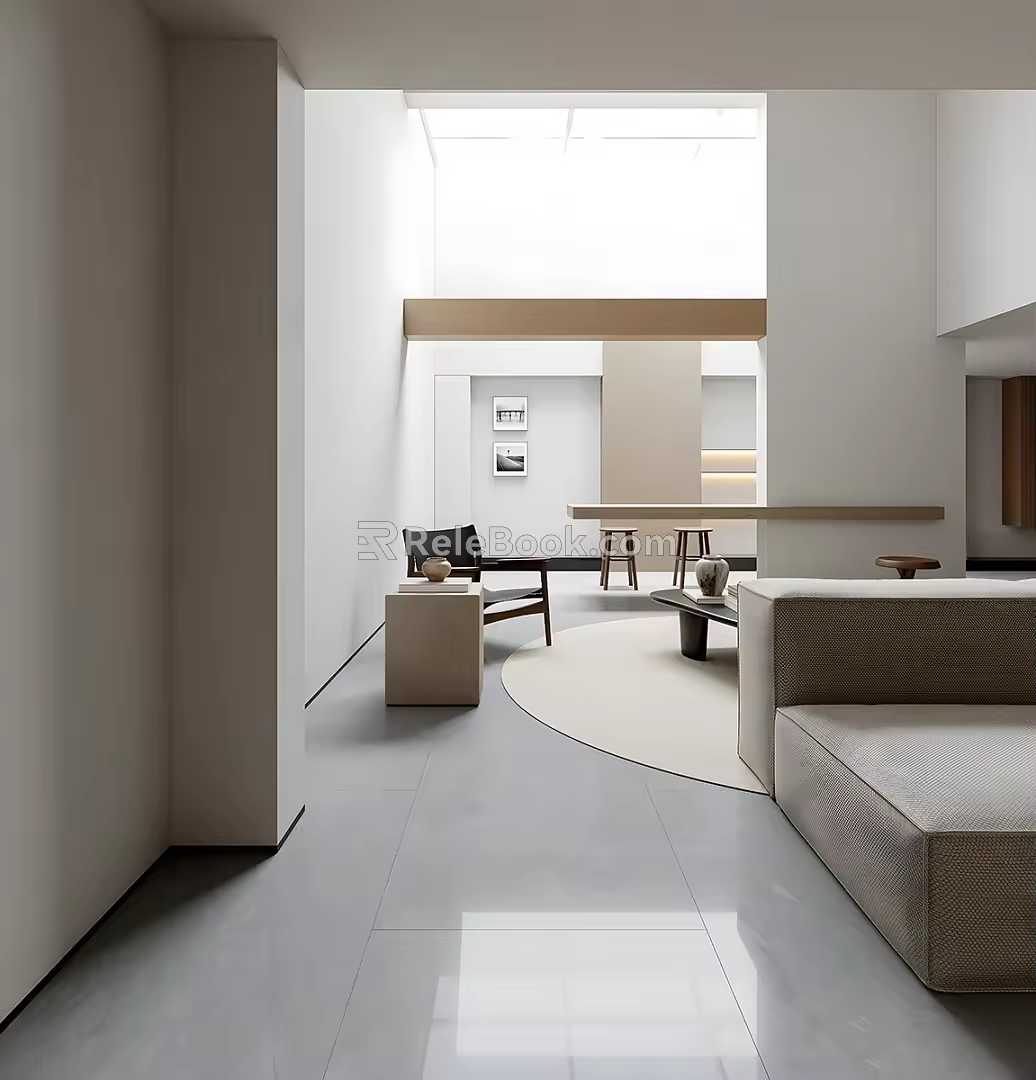 Quiet basement sofa tea table combination tea table and chair combination 3d model