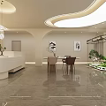 Modern Beauty Hair Salon Lobby With Bright Lighting Marble Floor Green Plant And Reception Desk