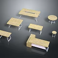 Modern Wooden Furniture Collection With Tables Benches And Metal Leg Designs