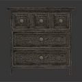 Wooden Gray Hallway Console Side Cabinet With Drawers And Metal Handles