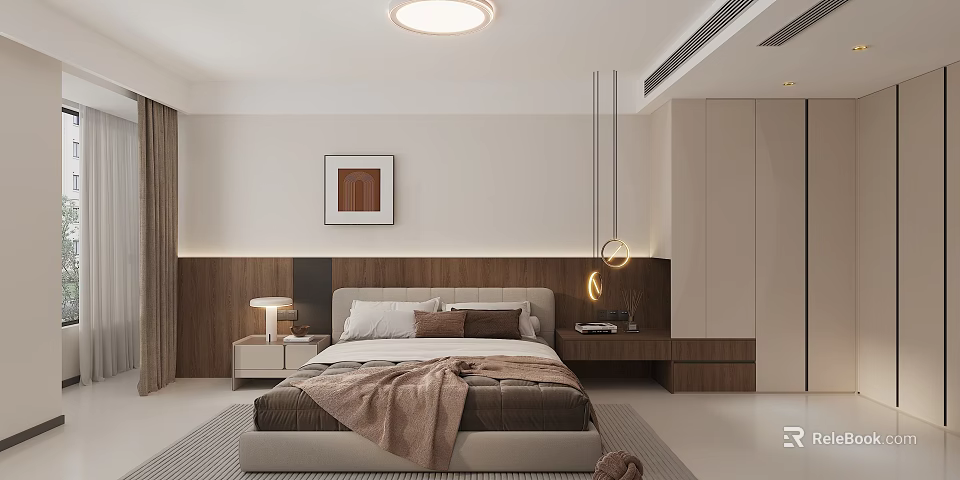 Sleek Modern Bedroom Wardrobe Design With Built in Storage And Minimalist Accents 3d model 