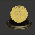 Metallic Sphere With Intricate Detailed Texture On Circular Polished Base Decorative Object