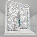 White Hollow Structure Installation With Transparent Elements And People Inside 3d model