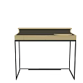 Modern Minimalist Desk With Wooden Top And Metal Legs For Home Office Space