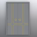 Modern Double Door Wardrobe Design With Yellow Lines And Square Accents