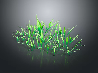 Fresh Lush Green Grass With Reflection On Dark Background Surface 3d model