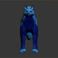 Mythical Blue Wolf Game Character With Glowing Fur And Mystical Patterns