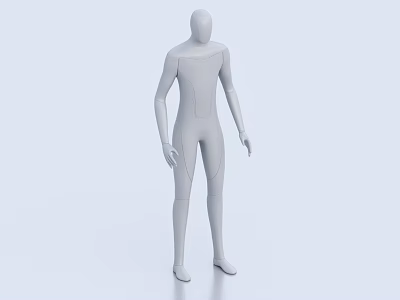 White Full Body Headless Mannequin With Smooth Surface On Light Blue Background 3d model