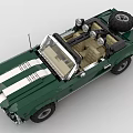 Green Vintage Convertible Building Block Car With White Stripes Open Top Design