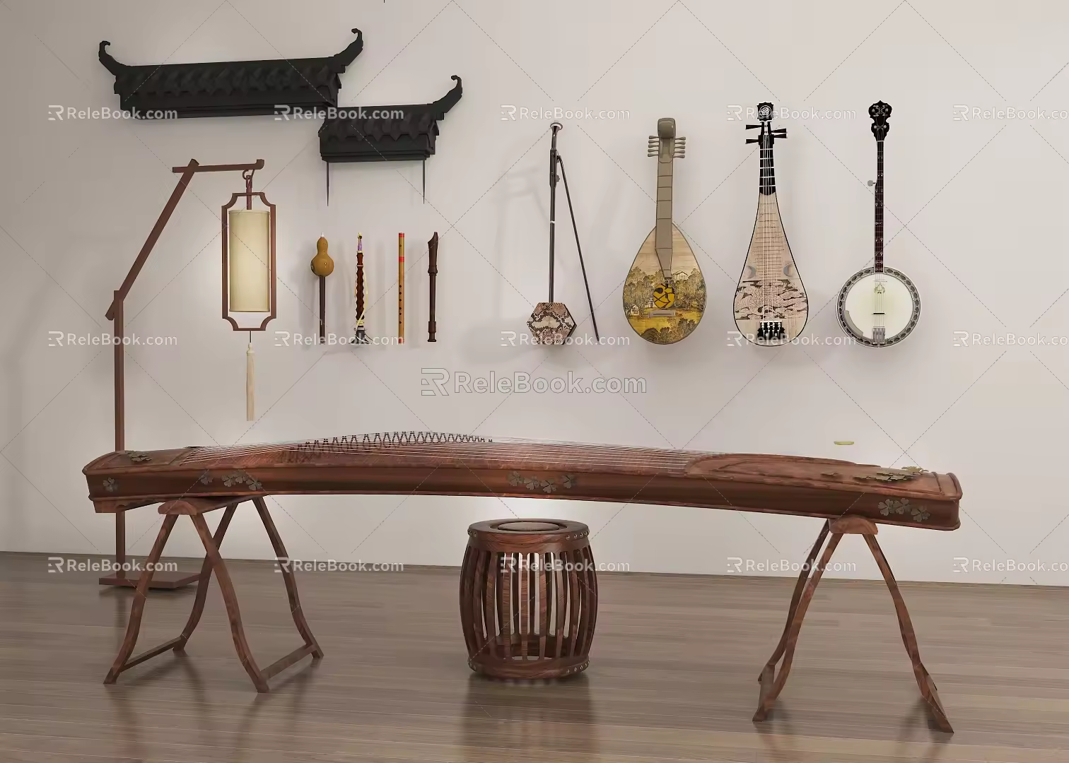 Musical Instruments Guzheng Pipa Musical Instrument Combination 3d model