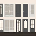Various Styles of Hinged Doors with Glass Panels and Wooden Frames in Different Colors