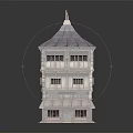 Ancient Style Multi Story Tower Model With Pointed Roof And Wooden Windows