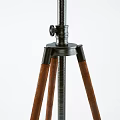 Modern Floor Lamp With Wooden Tripod Base And Metal Adjustable Shade For Home Lighting