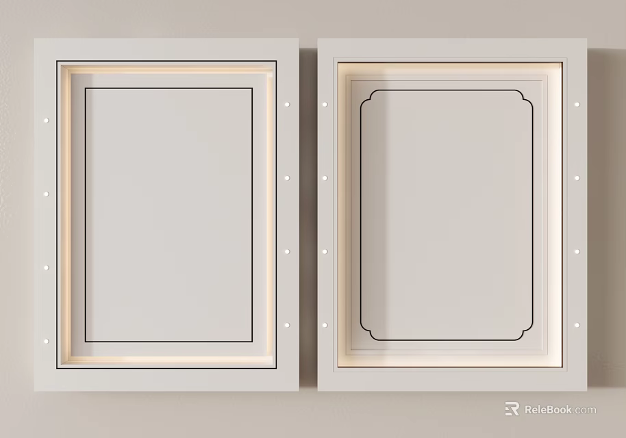 Modern Recessed Ceiling Panel Designs With LED Lights And Decorative Frames 3d model 