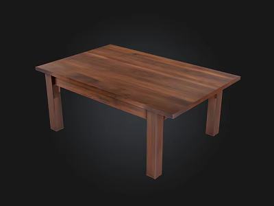Solid Wood Dining Table With Rectangular Top And Natural Wood Grain Design 3d model