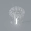 Modern White Garden Ornament With Hanging Lines And Decorative Flowing Structure