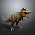 Detailed Tyrannosaurus Rex Dinosaur Model With Open Mouth Standing Pose On Neutral Background
