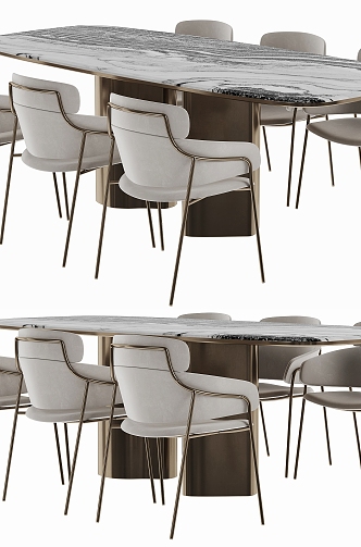 Dining table and chair combination 3d model